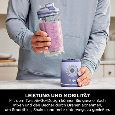 Портативний блендер Ninja Blast Max: 570 мл, акумулятор, чаша та кришка, 3 функції, для смузі та протеїнових коктейлів BC251EULD