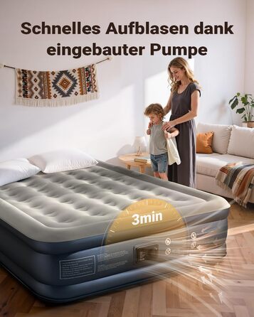 Надувне ліжко iDOO для 2 осіб з електричним насосом, 152x203x38 см, 295 кг, для кемпінгу
