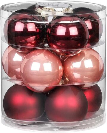 Чарівні ялинкові кулі скляні 8 см 12 шт. ялинкові кулі колір просто білий-мікс (білий) (Вінтажний рожевий / бордовий)