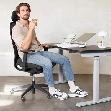 Ergotopia Desktopia One – Регульований стіл, електричний, з подвійним мотором, TÜV-сертифікований, 7 років гарантії (платиновий сірий)