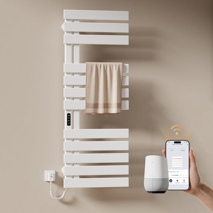 Електричний рушникосушар EMKE з Wi-Fi, 1000x500 мм, 320W, чорний (правий)