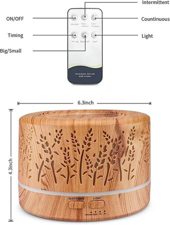 Мл Зволожувач повітря з аромадифузором, Ароматерапевтичний дифузор BPA без ефірних олій, Дифузор масел з таймером 7 світлодіодних кольорів світла для дитини Домашня спальня Офіс Yoga 500 мл Гілка дерева, 500