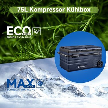 Компактний компресорний холодильник AAOBOSI Dual Zone 75L з Wi-Fi керуванням, USB-портом, 12/24/240V, -20°C до 20°C для авто, вантажівки, човна, кемпінгу