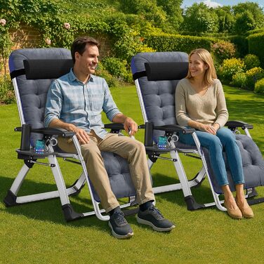 Складаний лежак з підголівником, 200 кг, для дому, балкону, пляжу, басейну (Сірий плюш)