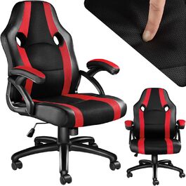 Ігрове крісло tectake, ергономічне офісне крісло, гоночне офісне крісло, крісло для керівника з функцією гойдалки та підлокітниками, поворотне крісло, регульоване по висоті письмове крісло, крісло для ПК, ігрове крісло - чорний/синій (чорно-червоний No 403479)