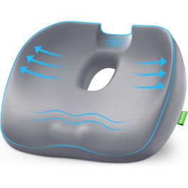 Ортопедична подушка для сидіння AUVON: ергономічна подушка для геморою з отвором та U-подібним дизайном, для офісного крісла, авто, інвалідного візка, від болю в попереку та вагітності (B-сірий)