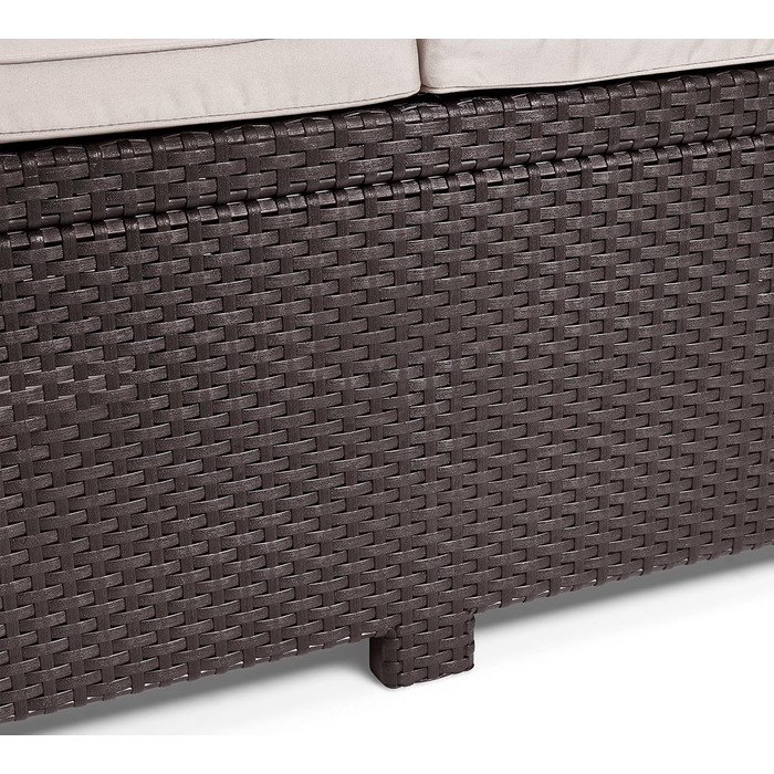 Садовий диван Allibert Victoria 2-місний ротанг коричневий з подушками 129x63x77 см