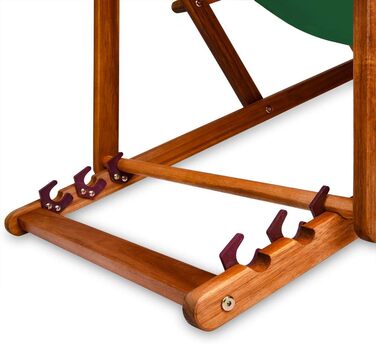 Лежак для відпочинку Casaria® з дерева, стійкий до погодних умов, складний, регульований, до 160 кг, з підлокітниками та подушкою для шиї, для саду та балкону, акація, 94x94x60 см, зелений