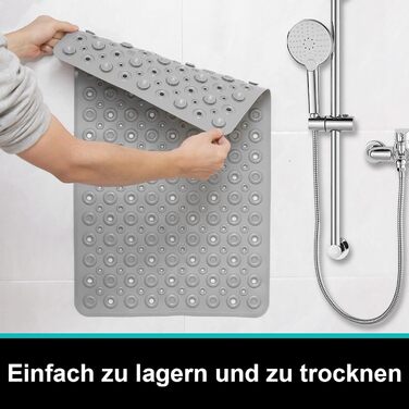 Нековзний килимок для ванної 70x40 см, стійкий до цвілі, можна прати в пральній машині, без BPA та латексу, сірий