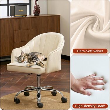 Крісло для офісу Fiximaster Homeoffice: регульоване, ергономічне, з велюру, до 113 кг, кремове