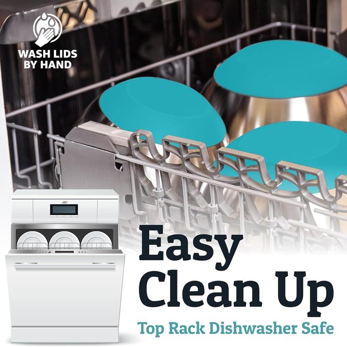 Набір місок для перемішування Priority Chef з кришками, 6 шт. з неслизьким дном, набір місок з нержавіючої сталі, 6 герметичних кришок та 3 тертки, блакитний колір (Getaway Solids)