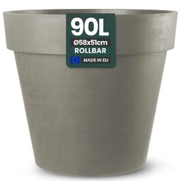 Крехер XXL круглий горщик для рослин / горщик для квітів, діаметр 58 см, на колесах. Ідеально підходить для саду, тераси, ресторанів та комерційних приміщень!