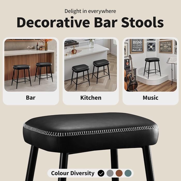 Набір з 2 барних стільців з мікрофібри, ретро стиль, з підніжкою, 62.5 см, без спинки, сірий (чорна шкіра)