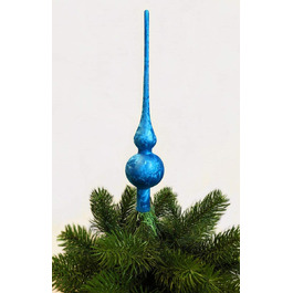 Джек Різдвяна ялинка мереживо Тюрінгського скла 28 см мереживо ручної видувки крижаний лак глянсовий матовий, колір (Морський синій)