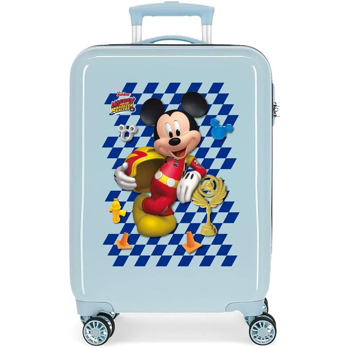 Дитячі валізи Disney Cars Good mood, різнокольорові, 50x38x20 см, з жорстким АБС-замком, 34 л, 2,1 кг, 4 колеса, ручна поклажа, (Світло-блакитний, валіза Мікі)