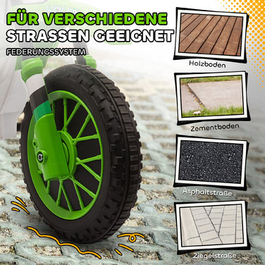 Дитячий електромотоцикл, час їзди до 45 хвилин, з додатковими колесами, для дітей від 3 років, зелено-білий, розміри: 106,5 x 51,5 x 68 см