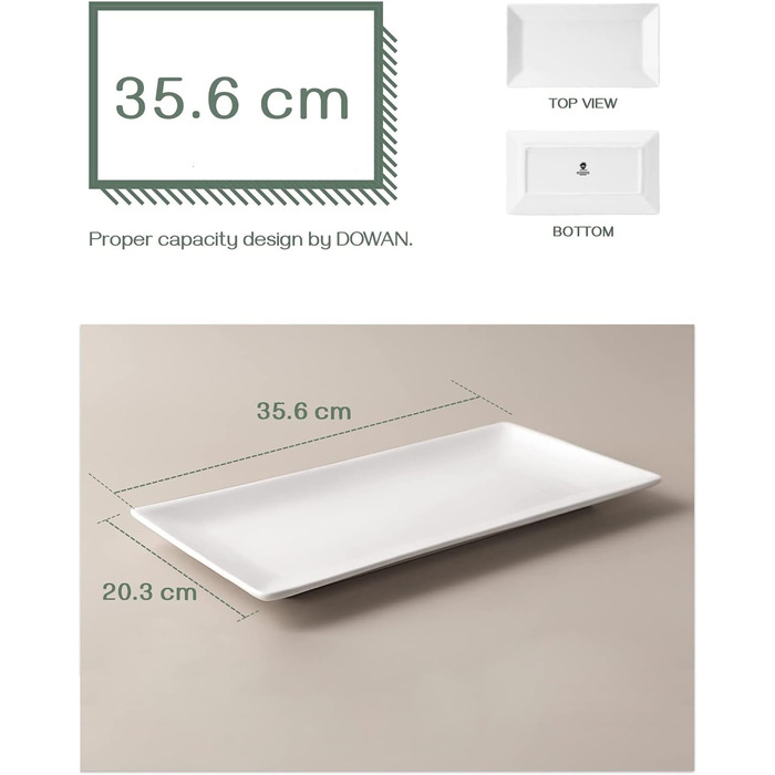 Набір з 3-х прямокутних тарілок 35,6 х 20,3 см, білий Dowan