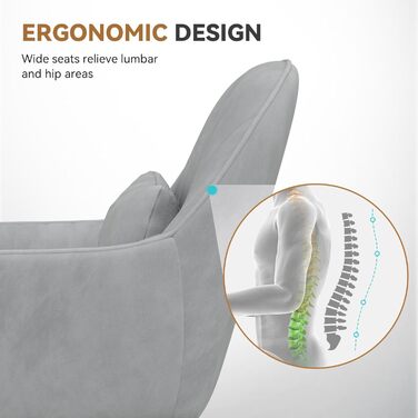 Крісло Aivermeil для офісу та дому: м'яке, з підголовником, обертове, регульоване по висоті, ергономічне, до 120 кг (сірий)