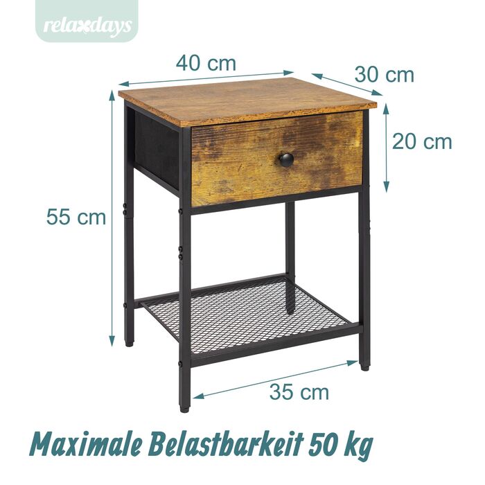 Набір приліжкових тумбочок Relaxdays (2 шт.) з ящиком та полицею