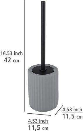 Набір для унітазу WENKO Belluno, високоякісний тримач для щіток з міцної кераміки з сучасними вигинами, змінна насадка для гігієнічних цілей, м'яка на дотик рифлена поверхня / чорний, Ø 11,5 х 42 см (сірий)
