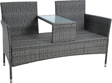 Садові меблі ESTEXO з ротангу для 2 осіб: Лавка, комплект для відпочинку, балконні меблі, сірий антрацит
