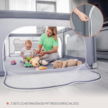 Дитячий манеж Lionelo Willow сірого кольору 120x180x68 см з сіткою, для дітей 0-48 місяців