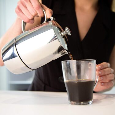 Мока-кавоварка VeoHome Mokka Pot на 10 порцій - нержавіюча сталь, італійська, для індукційних плит, газу, кераміки, електрики, без алюмінію, подвійний фільтр (300 мл)