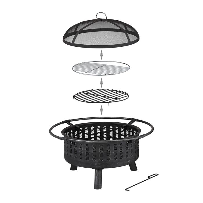 Вогнище Relaxdays з грилем та захистом від іскор