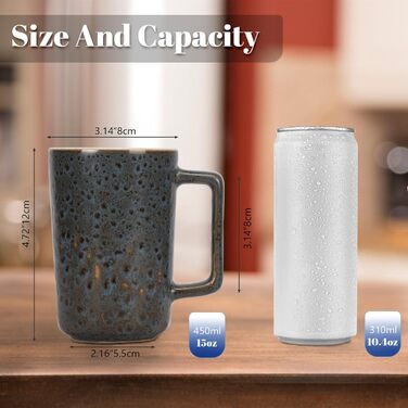 Набір кавових чашок EYMPEU 4 шт., 450 мл, дизайн 