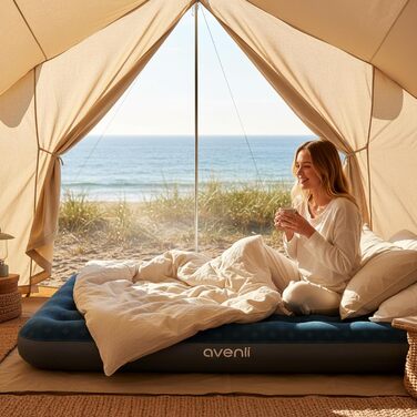 Надувний матрац для кемпінгу та дому AVENLI - 191x137x22 см, для 2 осіб, з флокированим покриттям