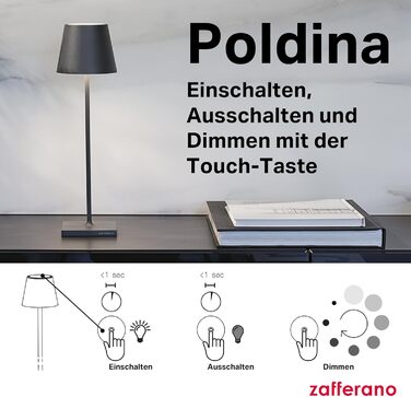 Zafferano Poldina Pro: Бездротова LED-лампа з регулюванням, 38 см, золото, диммер