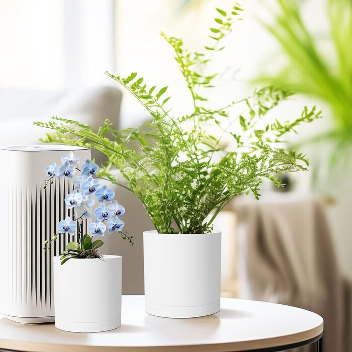 Набір горщиків для квітів з підставкою (5 шт.), 17.8/15.2/14/12.7/10.2 см, пластикові, для гідропоніки, кімнатних рослин та балконів, зелені з коричневим піддоном