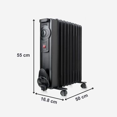 Масляний радіатор BLACK+DECKER BXRA1500E, 1500W, 2 режими нагріву, 6 рівнів, чорний