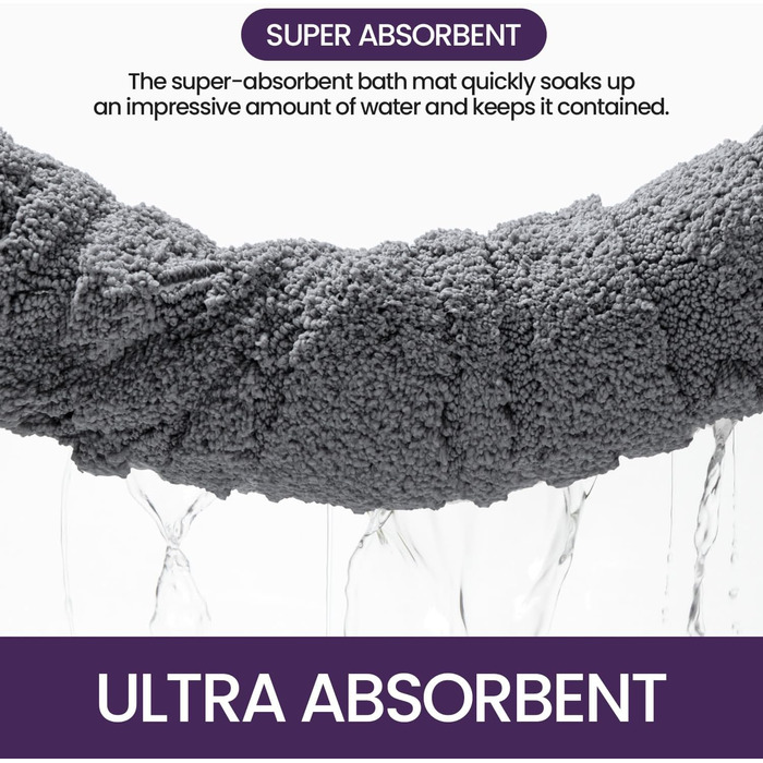 Килимок для ванної кімнати DEXI 61 x 110 см, сірий - м'який, неслизький, машинне прання