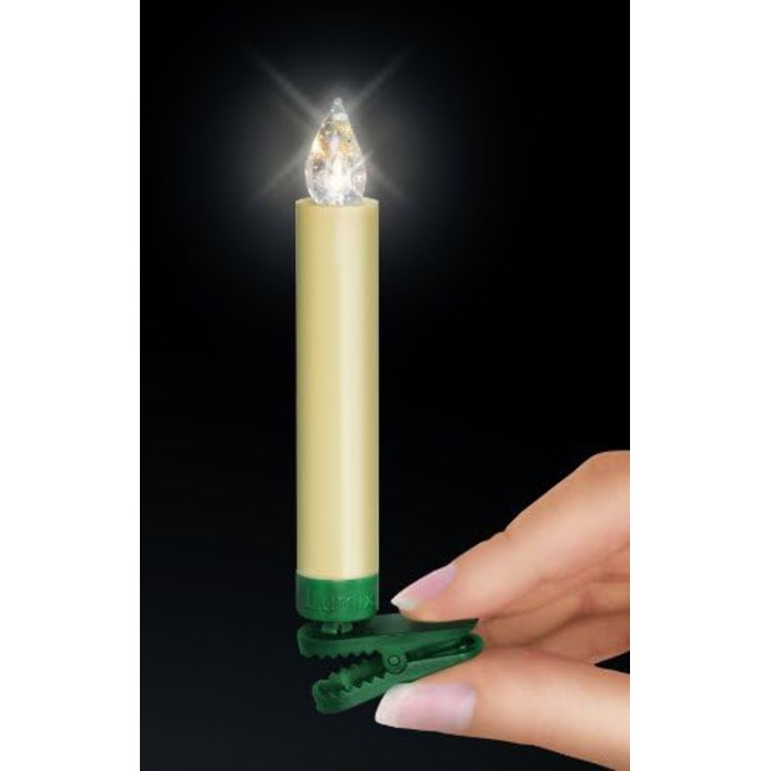 Krinner Classic: 10 LED-свічок на ялинку без дротів, IR-пульт, ефект мерехтіння, кольору слонова кістка