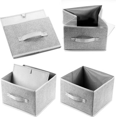 Набір з 6 коробок для зберігання, складна коробка для зберігання Тканина, стійка та компактна Тканинна коробка з міцного флісу, сірого кольору, розміри 28x27x20 см, підходить для невеликих кімнат, полиць і ящиків, 2friends
