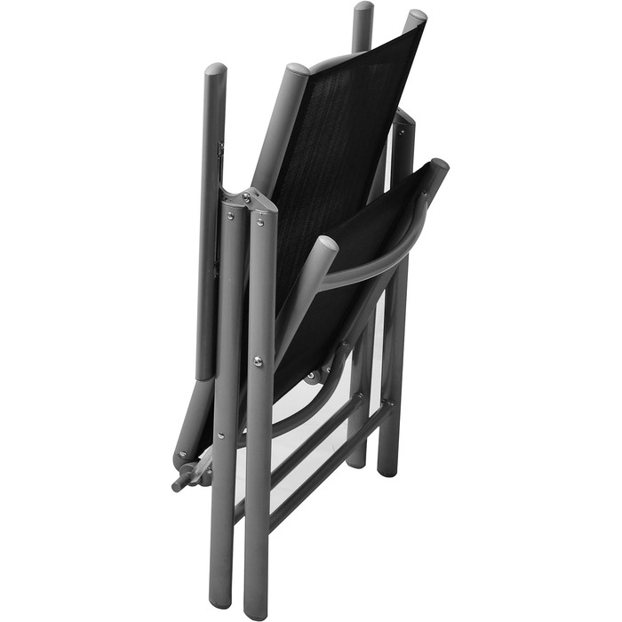 Комплект з 2 стільців, складаний стілець, садовий стілець, висока спинка для тераси, балкон кемпінг фестиваль, алюмінієвий регульований, легкий, стійкий, (комплект з 4 шт. , чорний)