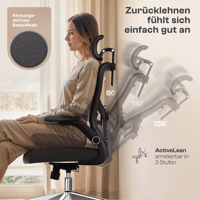 Ергономічне крісло Galahad (Чорний) - офісне, для ігор, регульоване, до 150 кг