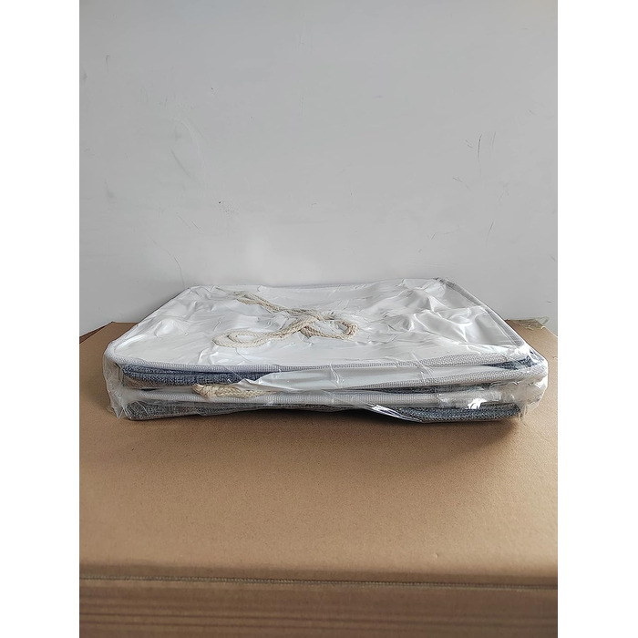 Коробка для зберігання Yawinhe з 3 комплектів з кришкою, 42 x 32 x 26 см, тканинні складні коробки з кришкою на шнурку і 2 ручками, тканинна коробка, кубики, SNK003WGL (37x26x20 см/3 упаковки, білий / сірий)