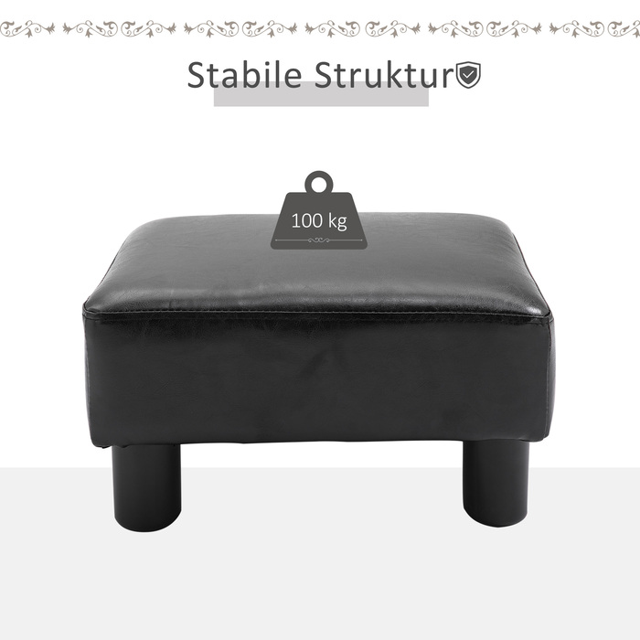 Лавка для табуретів HOMCOM Chesterfield зі штучної шкіри Black 40x30x24см стильна та зручна для вітальні та передпокою