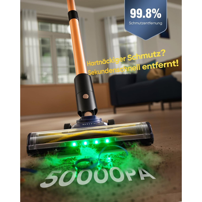 Акумуляторний пилосос Vexilar Leichter Kabello 6-в-1 для дому та авто, жовтий (450W, 50kPa, LED-дисплей)