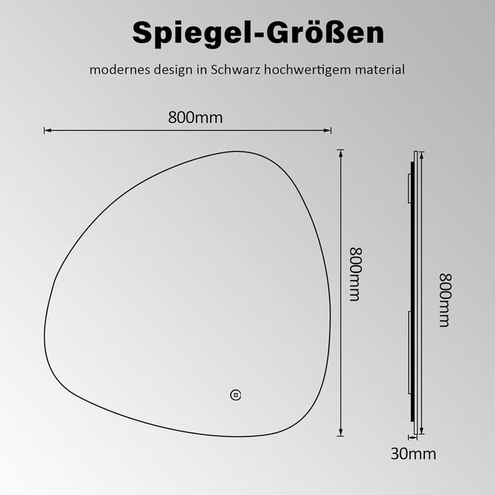 Дзеркало для ванної кімнати Badspiegel 70x50см з підсвічуванням 3 кольори, сенсорний вимикач, прямокутне, для ванної/вітальні, енергоклас A++