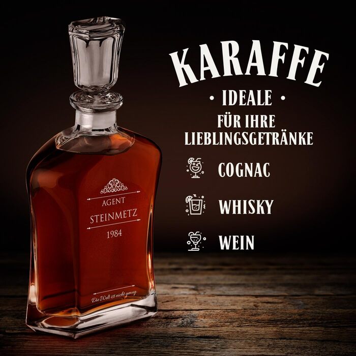 Віскі-карафа Maverton з гравіюванням + набір келихів (2/4/6) - 700 мл. Ідеальний подарунок для чоловіків