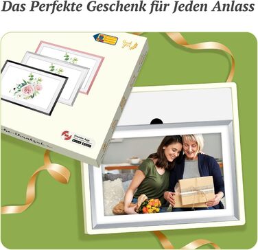 Цифровий рамка для фотографій з дерева, Wi-Fi, 32GB, 10.1 дюйма, IPS сенсорний екран, Frameo APP, подарунок, дуб (срібло)