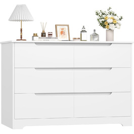 Комод HOCSOK білий з 6 висувними ящиками, 105x71x40 см – для вітальні, кухні, спальні