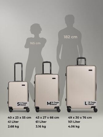 Набір валіз Smartbox Hartschalen 3-в-1 для жінок та чоловіків | Легкі та міцні валізи з ABS-пластику | 4 колеса та кодовий замок | Серія 05, колір Greige