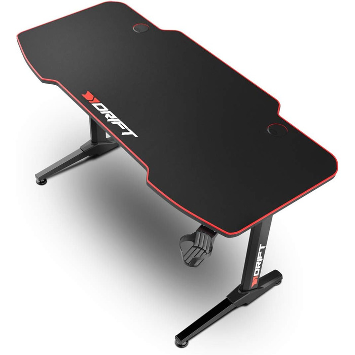 Ігровий стіл DRIFT GAMING з карбоновою поверхнею, великим килимком, підставками для чашок та навушників, регульованими ніжками, чорний (DRDZ200)