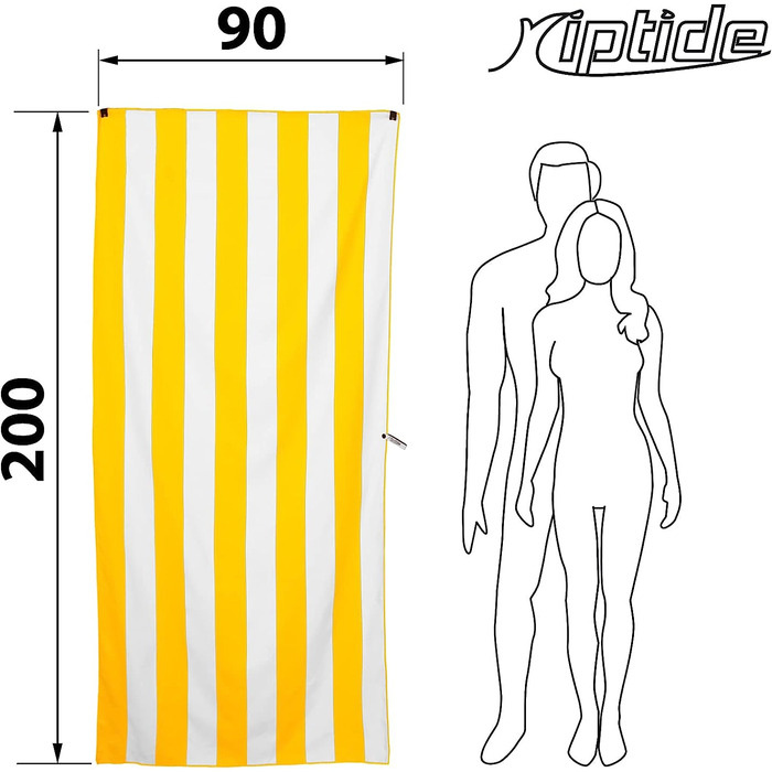 Набір пляжних рушників Riptide XXL з мікрофібри, пляжні рушники в смужку I з мікрофібри, дорожні рушники з кишенею I для дорослих і дітей (жовтий)