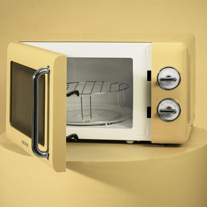 Мікрохвильова піч Cecotec Proclean 3010 Retro, 20 л, 700 Вт, механічне керування, 6 режимів, таймер 30 хв, режим розморожування, вінтажний дизайн, зелена, сталь