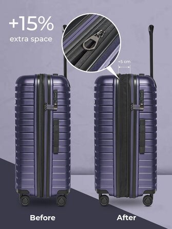 Набір валіз Pactastic Hartschalen 3-в-1: поліпропілен, розширювані, з TSA-замком (фіолетовий металік)